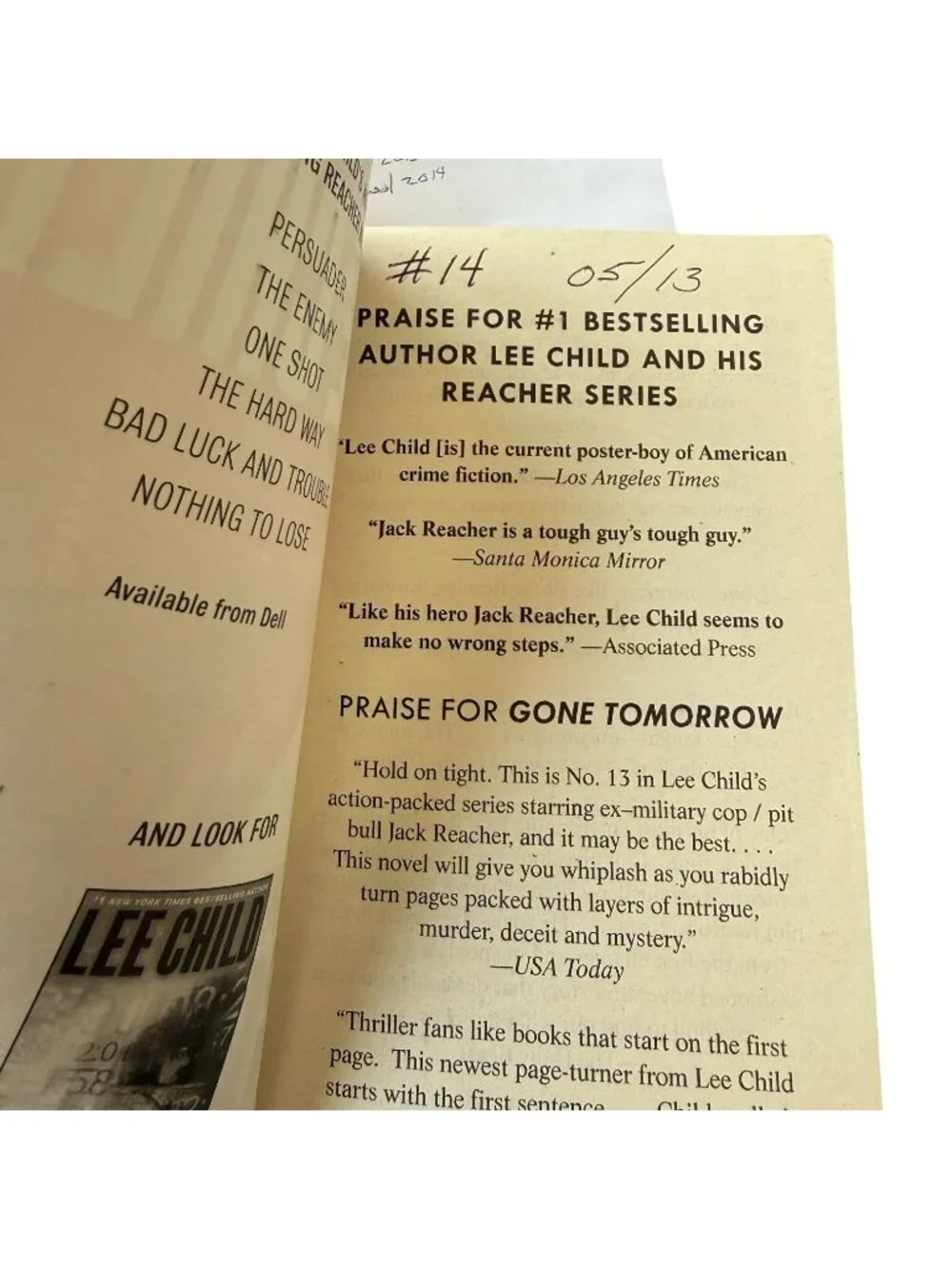 Jack Reacher Series‎ By Lee Child Lot Of 8 Paperback Books